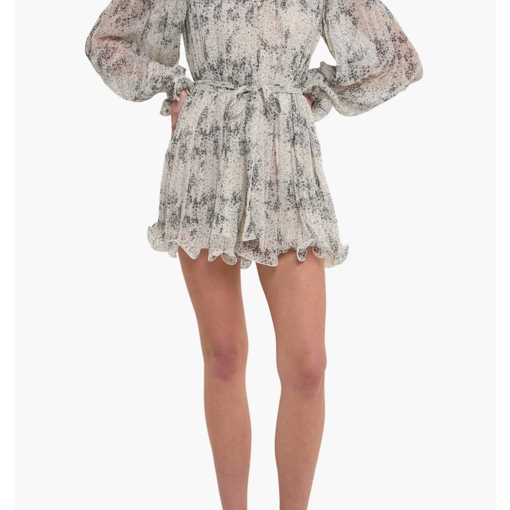 Endless Rose White Long Sleeve Romper with Bishop Sleeves